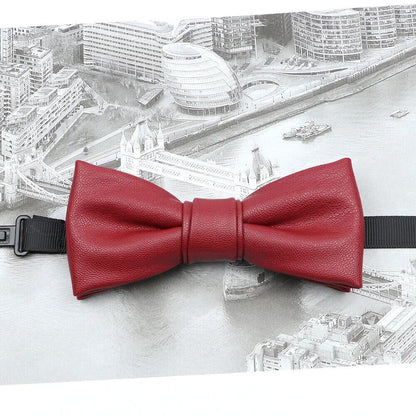 Men Bow Tie PU Leather Patchwork Female Necktie Adult Cravate Wedding Party Wear