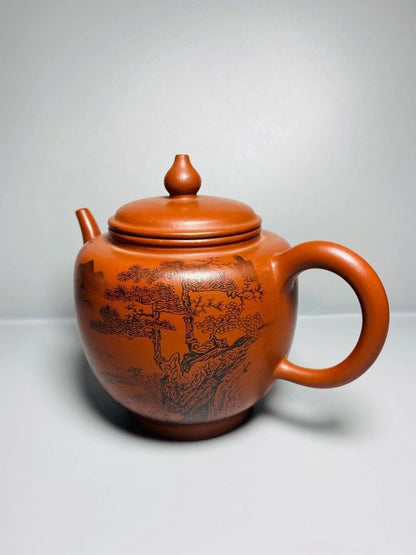 Chinese Yixing Zisha Clay Handmade Exquisite Teapot （全手工山水画 底款：周桂珍）