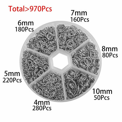 970Pcs/Set Mixed Color Open Jump Ring Split Connector Jewelry Making Kit Finding