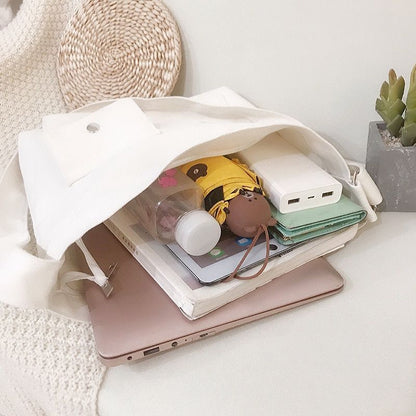 Bag Canvas Simple Soft Fashion Messenger Crossbody Shoulder Bags 39*34*7cm White