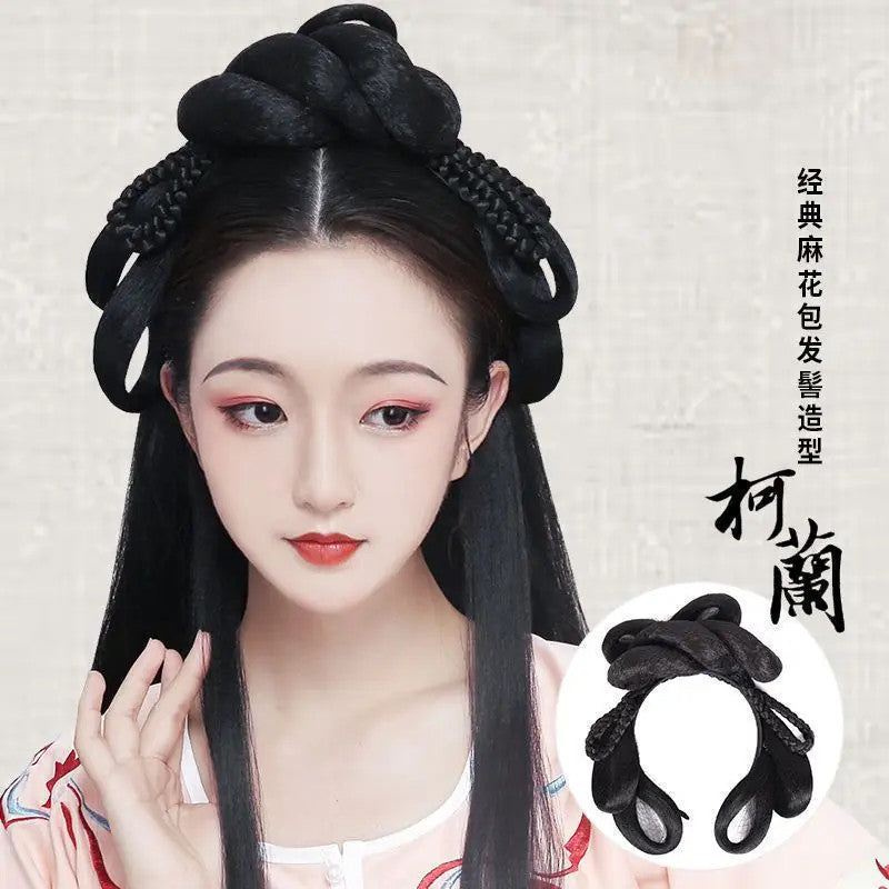 Ming Dynasty Hair Hoop Costume Wig with Built-in Bun Chinese Hair Accessories