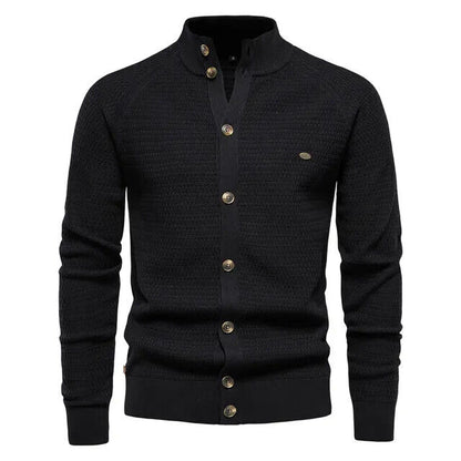 Winter Fashion Mens Cardigan Cotton High Quality Button Mock Neck Men's Sweater