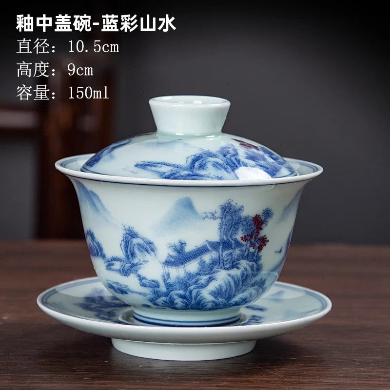150ml Exquisitely Ceramic Gaiwan Chinese Hand-painted Kung Fu Tea Cup Tea Bowl