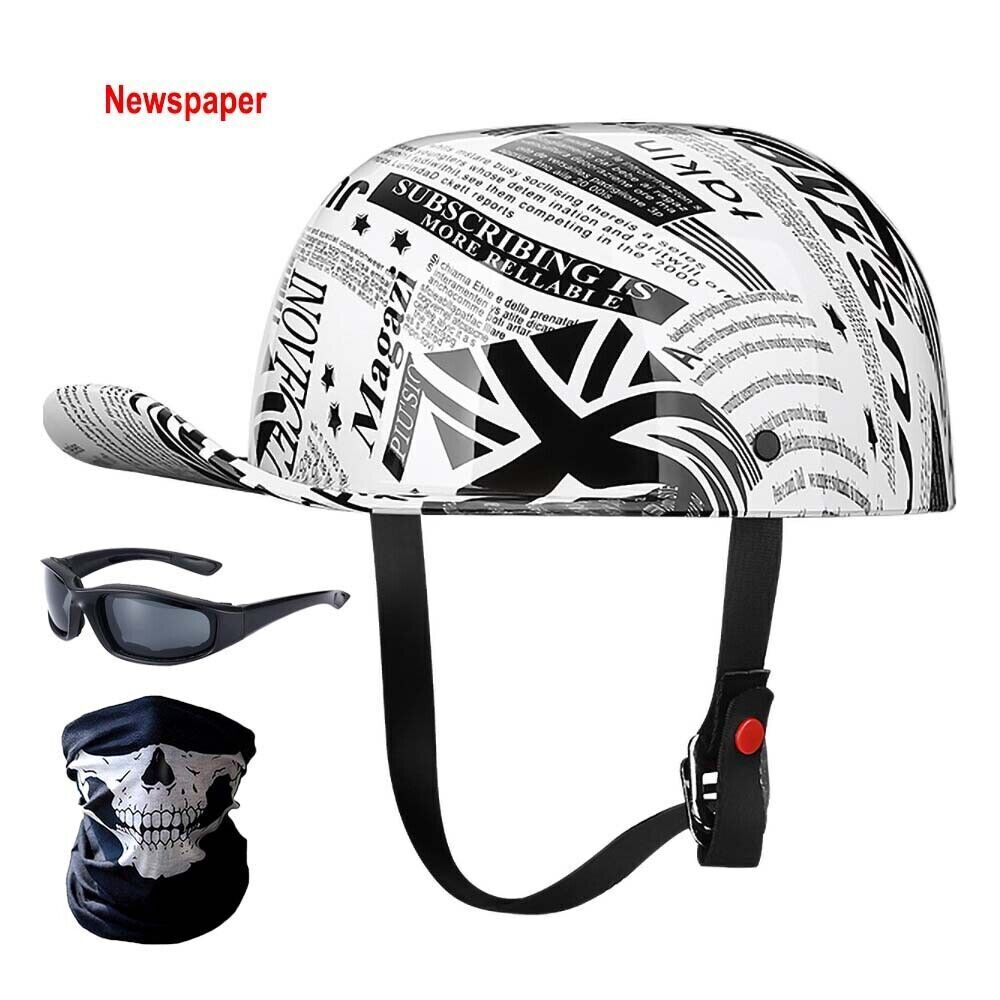 Helmet Motorcycle Vintage Baseball Cap Scooter Helmet With Glasses+Scarf For Men