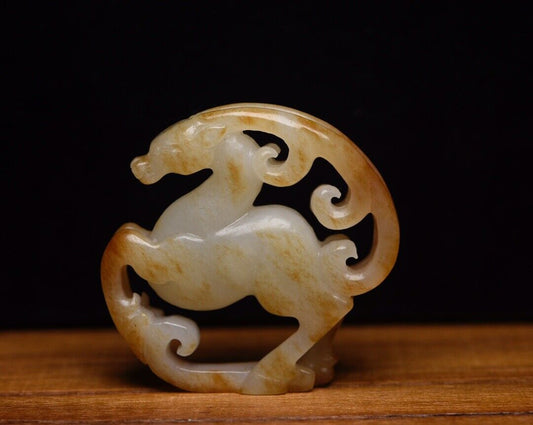 Collection Chinese Hetian Jade Carving Deer Statue Exquisite Figurines Art Work