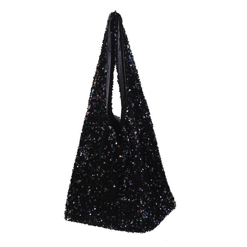 Sequins Shoulder Bag Large Glitter Beaded Tote Handbag Mermaid Sequins Hand Pink
