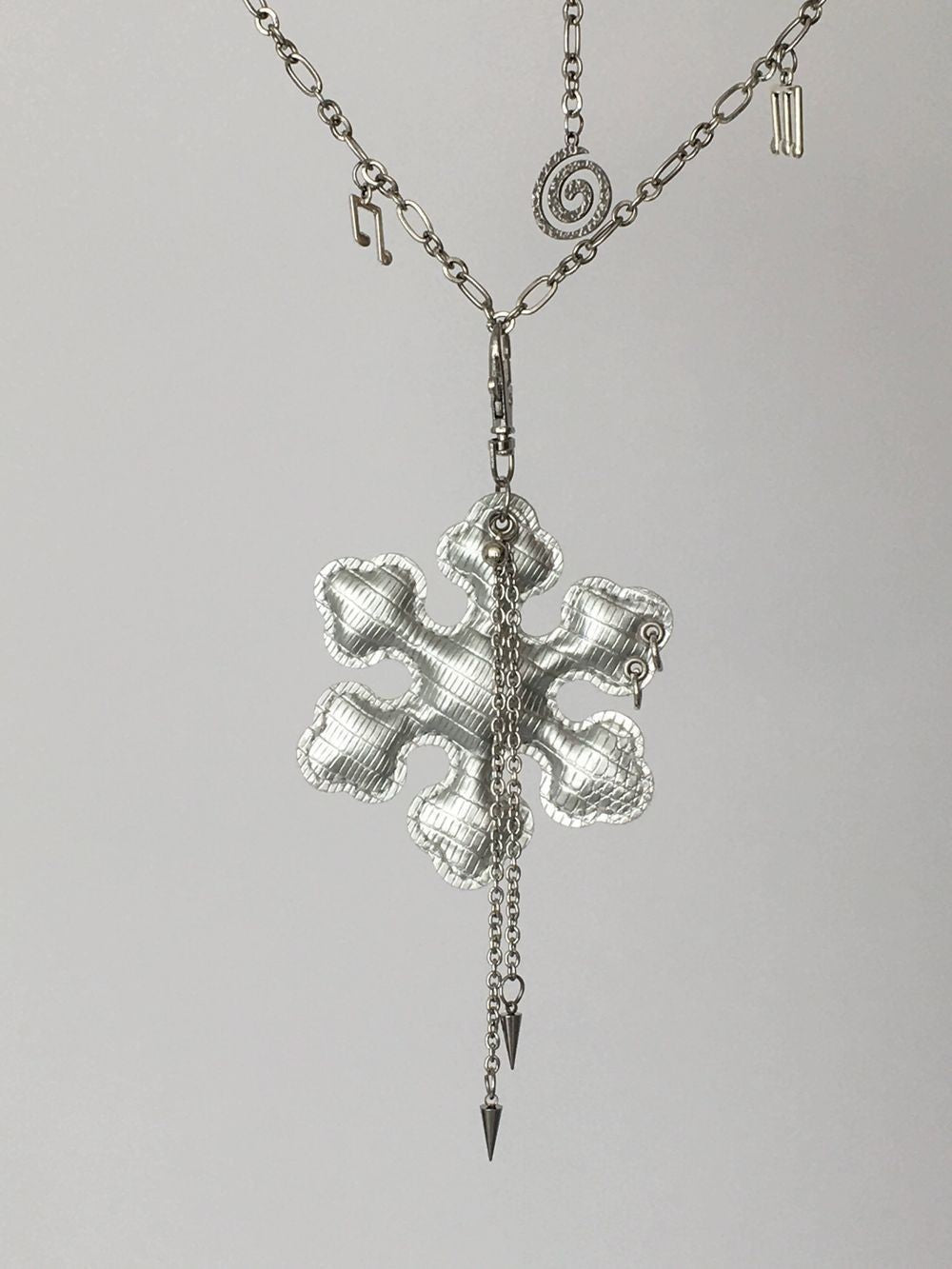 Y2K Subculture Snowflake Leather Long Sweater Chain