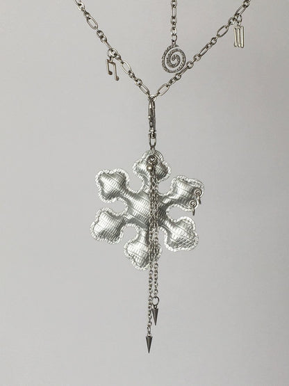 Y2K Subculture Snowflake Leather Long Sweater Chain