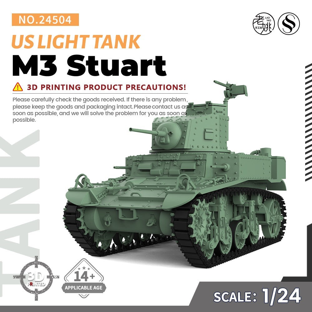 SSMODEL SS24504 1/24 Military Model Kit US M3 Stuart Light Tank