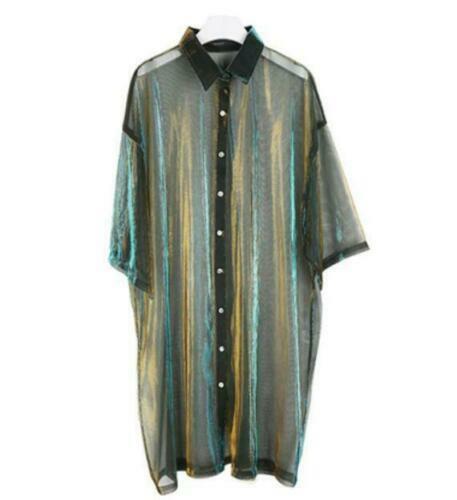 Lady Womens Holographic Laser Jacket Iridescent Transparent Shirts Tops Outwear
