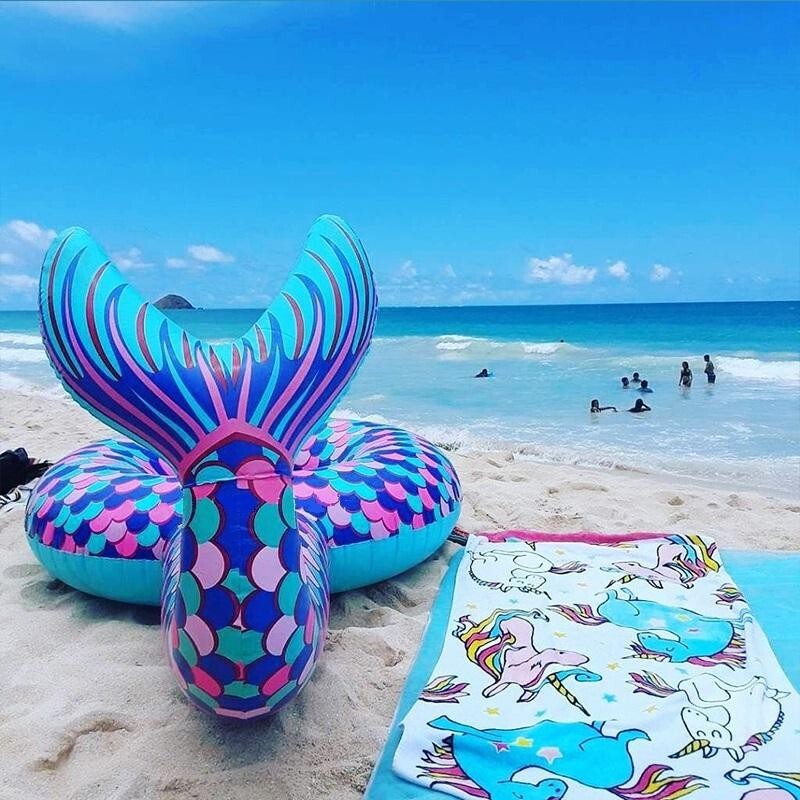 Giant Ride-on Inflatable Mermaid Fin Pool Float Beach Inner Tube (up to 200 lbs)