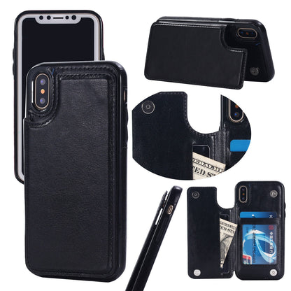For iPhone 17/16 Pro Max/15/14/13/12 Leather Card Holder Wallet Phone Case