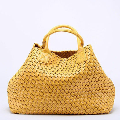 Woven Handbags Imitation Sheepskin Shoulder Bag Large Bucket Bag Women Leather