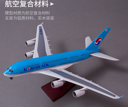 1:160 46CM KOREAN AIR A380 Passenger Airplane Landing Gears Resin Aircraft Model