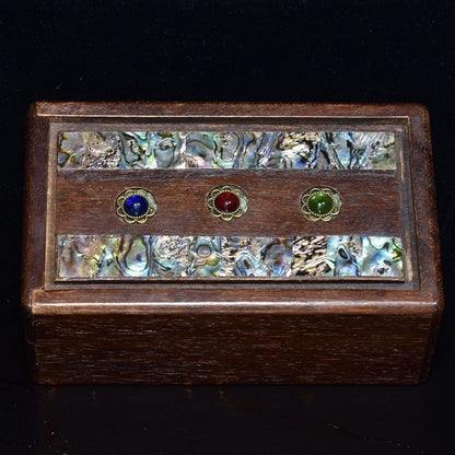 Rosewood Puzzle Box 14×8.5×6cm Abalone Shell Inlay Gem Lockwood Antique Box