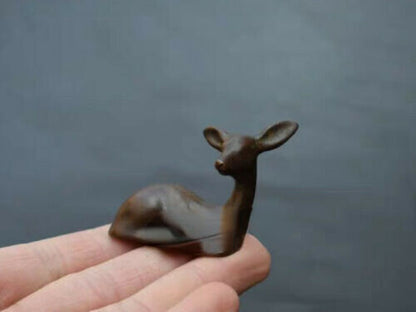 2" Chinese Little Deer Tea Pet Statue Collection Purple Copper Solid