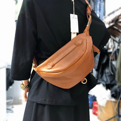 Genuine Leather Chest Shoulder Bag Crossbody Pack Cowhide Shoulder Purse 38*15CM