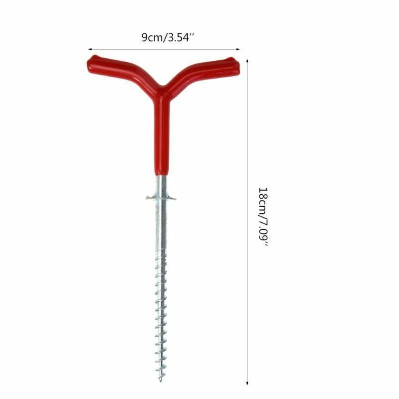 Outdoor Camping Tent Stakes Ice Fishing Screw Rod Ground Anchor Pole Red Silver