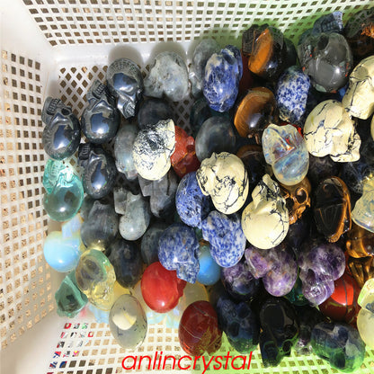 Top! wholesale Natural skull quartz crystal skull carved reiki healing 2''