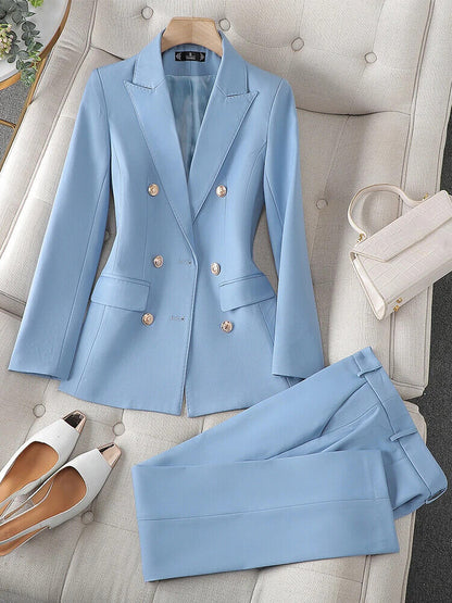 Ladies Pant Suit Women Business Blazer Jacket and Trouser Formal 2 Piece Sets