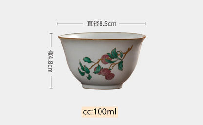 100ml Boutique Ru Kiln Teacup Travel Personal Meditation Cup Handmade Ceramic