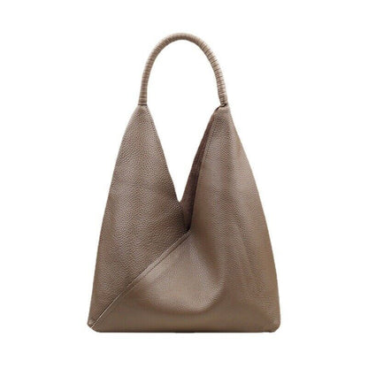 Genuine Cohide Leather Raw Edge Slouchy Tote Handbag Shoulder Bag Purse Fashion