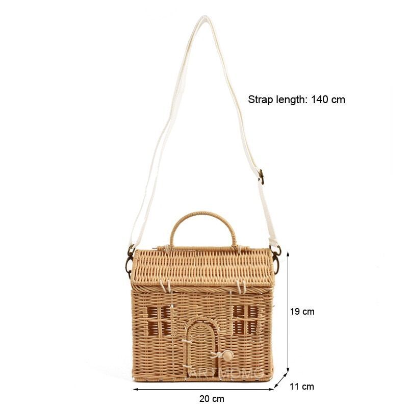 Handmade Handbags Woven Shoulder Crossbody Bag Summer Beach Straw Travel Bag 1PC