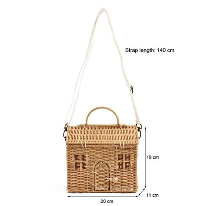 Handmade Handbags Woven Shoulder Crossbody Bag Summer Beach Straw Travel Bag 1PC