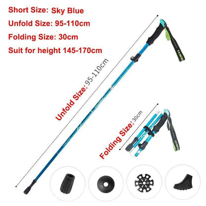 5-Section Folding Trekking Poles Nordic Walking Stick Hiking Telescopic Cane 1PC