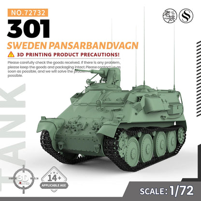 SSMODEL SS72732 1/72 25mm Military Model Kit Sweden Pansarbandvagn 301