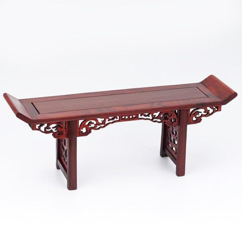 11.2" Rosewood Display Stand Miniature Rack Shelf Vase Bonsai Statue Base Decor