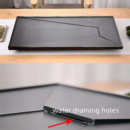 Tea Tray Water Draining Weighted Black Stone Tea Table Invisible Outlet Tea Boat
