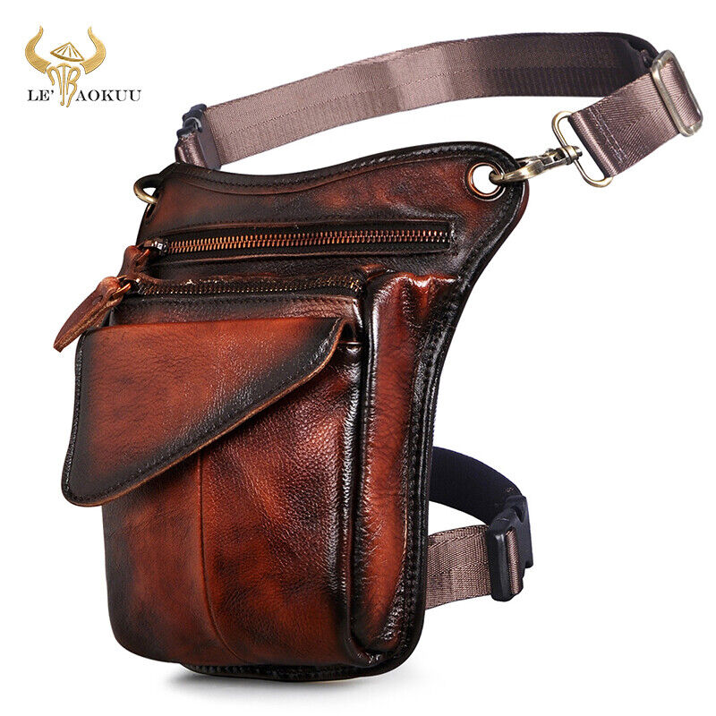 Real Leather Casual Shoulder Messenger Bag Fashion Waist Belt Pack Drop Leg Bag