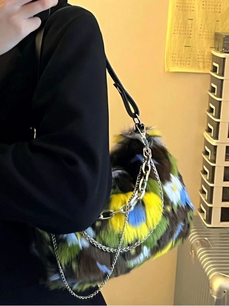 Aesthetic Print Shoulder Bag Handbags Fashion Soft Chain Design Lady Coin Purse