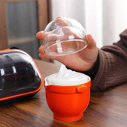 Portable Tea Set With Bag Porcelain Tea Pot Matching Tea Cup Glass Cup Tea Towel