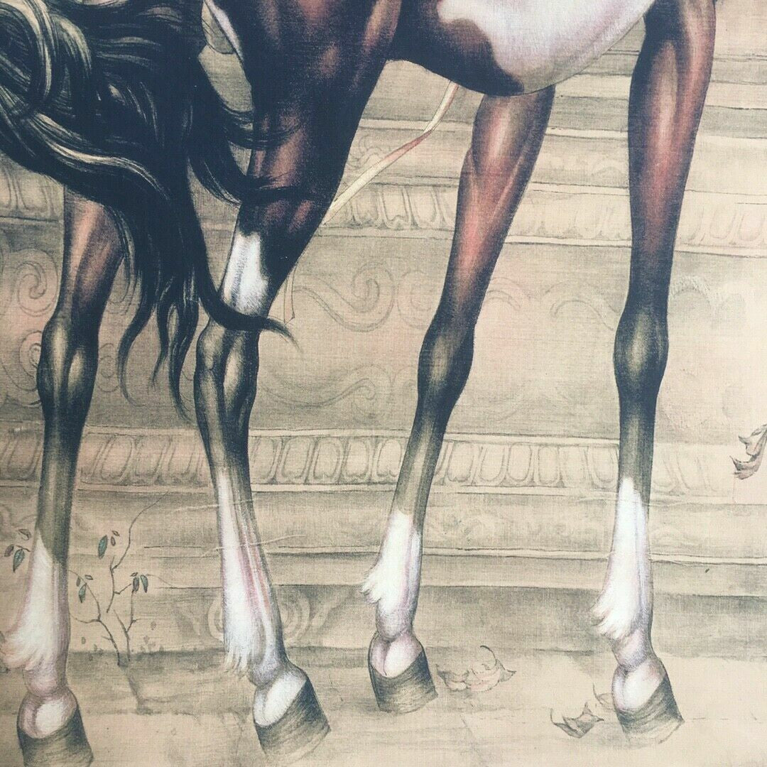 Chinese Old Scroll Lang shining - horse Pictures Painting Rice Paper Painting