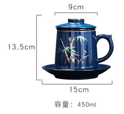450ml Tea Water Separation Tea Cup Filter Cup Office Household Ceramic Water Mug
