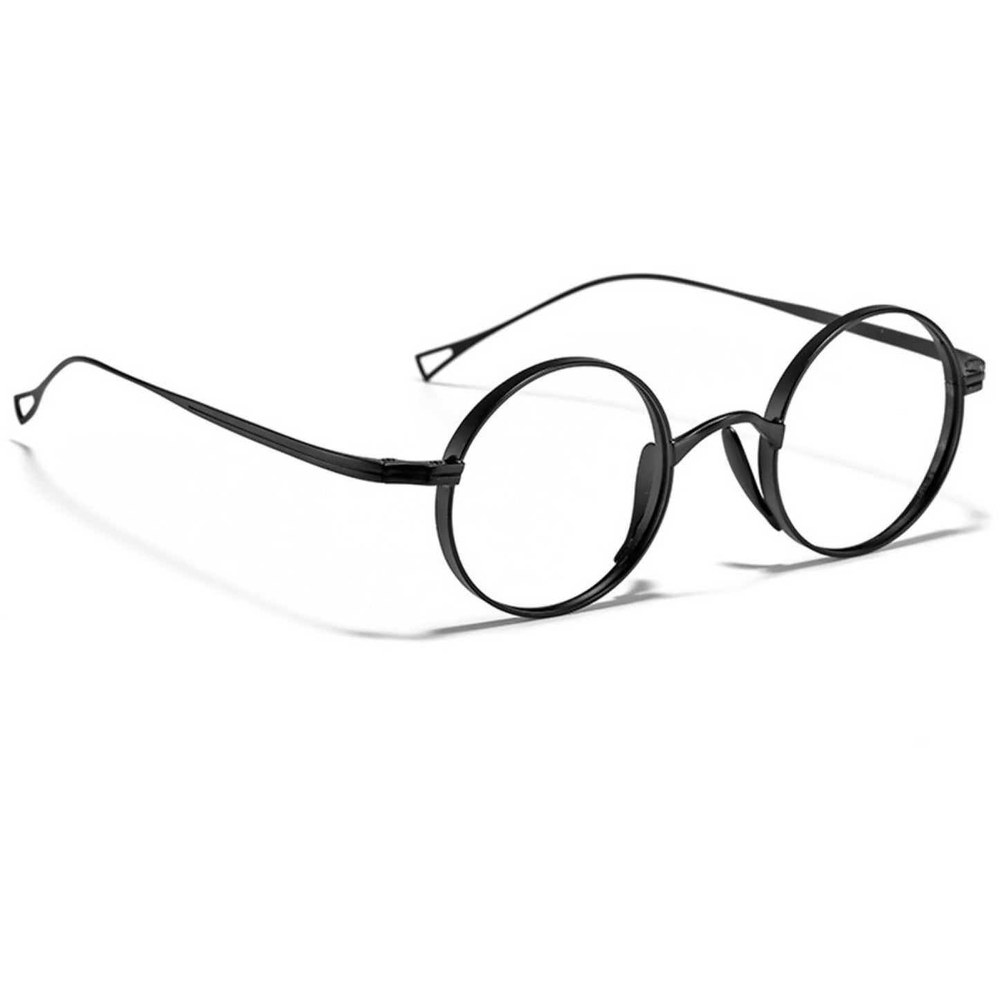 Unisex Classic Titanium Retro 45mm Round Eyeglasses Frames Fashion Black qw