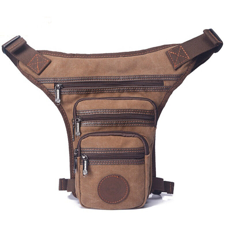 Men's Outdoor Vintage Canvas Drop Leg Bag Tactical Thigh Waist Fanny Pack