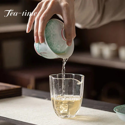 150ml Pure Hand-painted Reed Ceramic Gaiwan Tea Bowl Saucer Lid Kit Tea Tureen