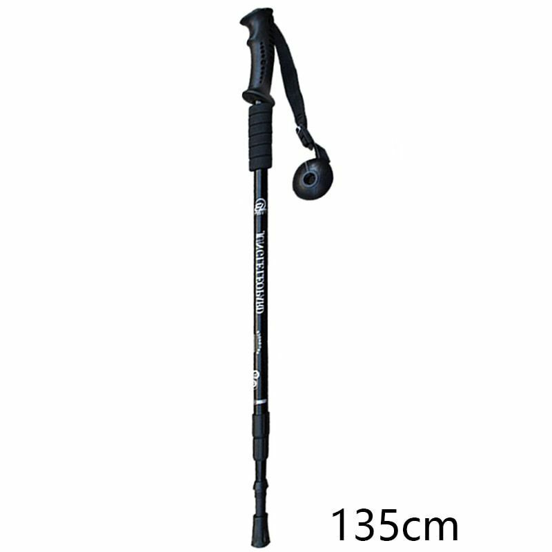 Telescopic Hiking Camping Climbing Walking Stick Trekking Pole Cane Elderly Red