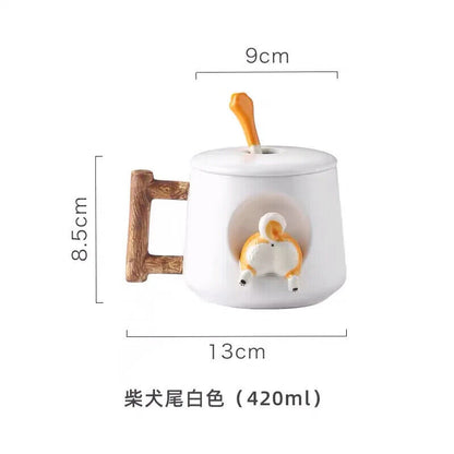 Ceramic Coffee Mug Lid Spoon Girls Gift Milk Tea Creative Breakfast Cups