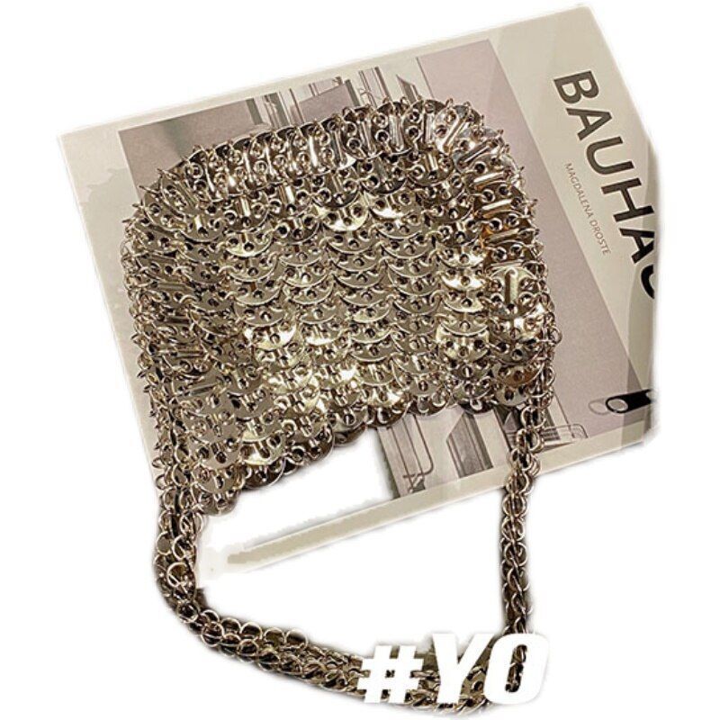 Luxury Bag Metal Sequins Chain Woven Bag Clutch Shoulder Handbag Bag 19*11*1 CM