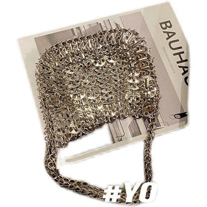 Luxury Bag Metal Sequins Chain Woven Bag Clutch Shoulder Handbag Bag 19*11*1 CM