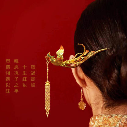 New Bride Phoenix Hairpin Ancient Style Han Costume Retro Wedding Headdress