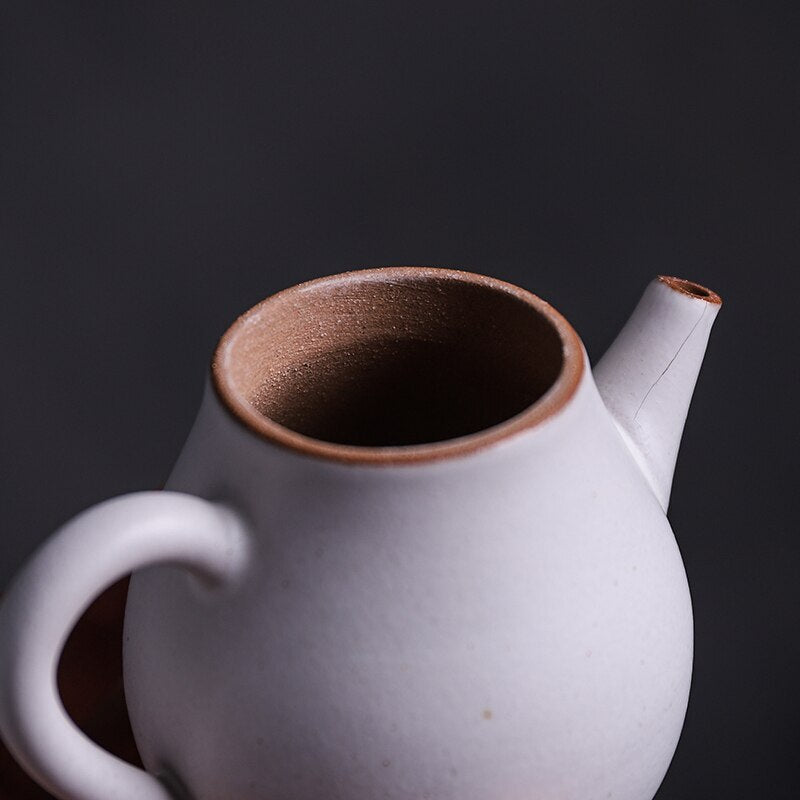 White Ceramic Teapots Chinese Kungfu Tea Pot Pottery Handmade Pot Drinkware