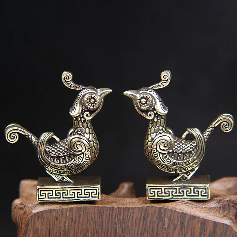Small Sparrow Statue Metal Brass Tea Pet Table Ornament Accessories Vintage