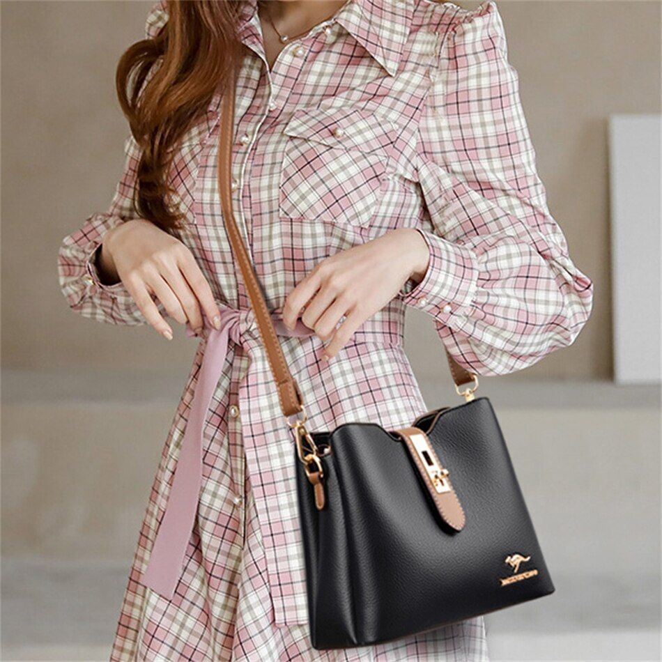 Large Shoulder Bag Synthetic Leather Messenger Bags Fashion Tote Luxury Handbag