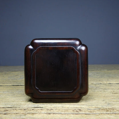 Antique Style Sandalwood Carved Square Tea Coaster Cup Pad Table Protector 8cm