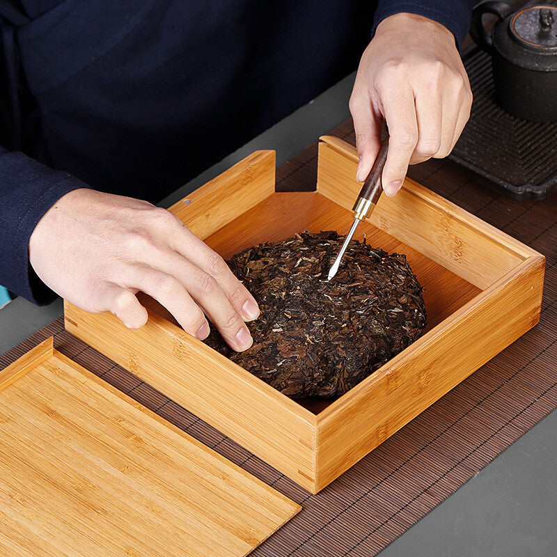 Bamboo Box For Pu'er Tea Cake Single Layer Drawer Brand Holder For Pu'erh Tea
